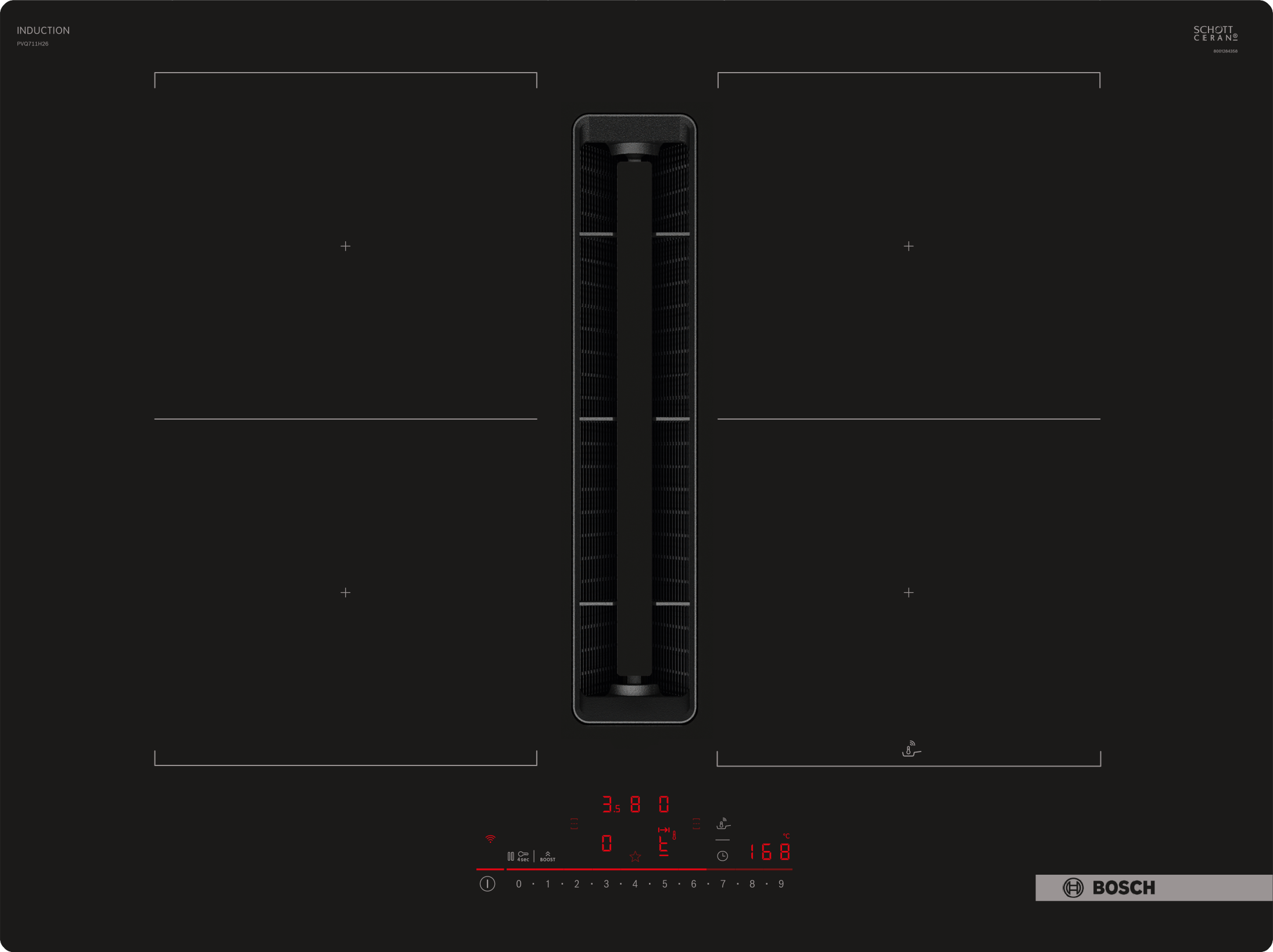 Series 6, Induction hob with integrated ventilation system, 70 cm, surface mount without frame, PVQ711H26E